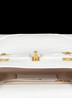 B-Buzz 23 Bag In Crocodile Effect-embossed Leather-Balmain New