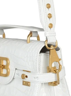 B-Buzz 23 Bag In Crocodile Effect-embossed Leather-Balmain New