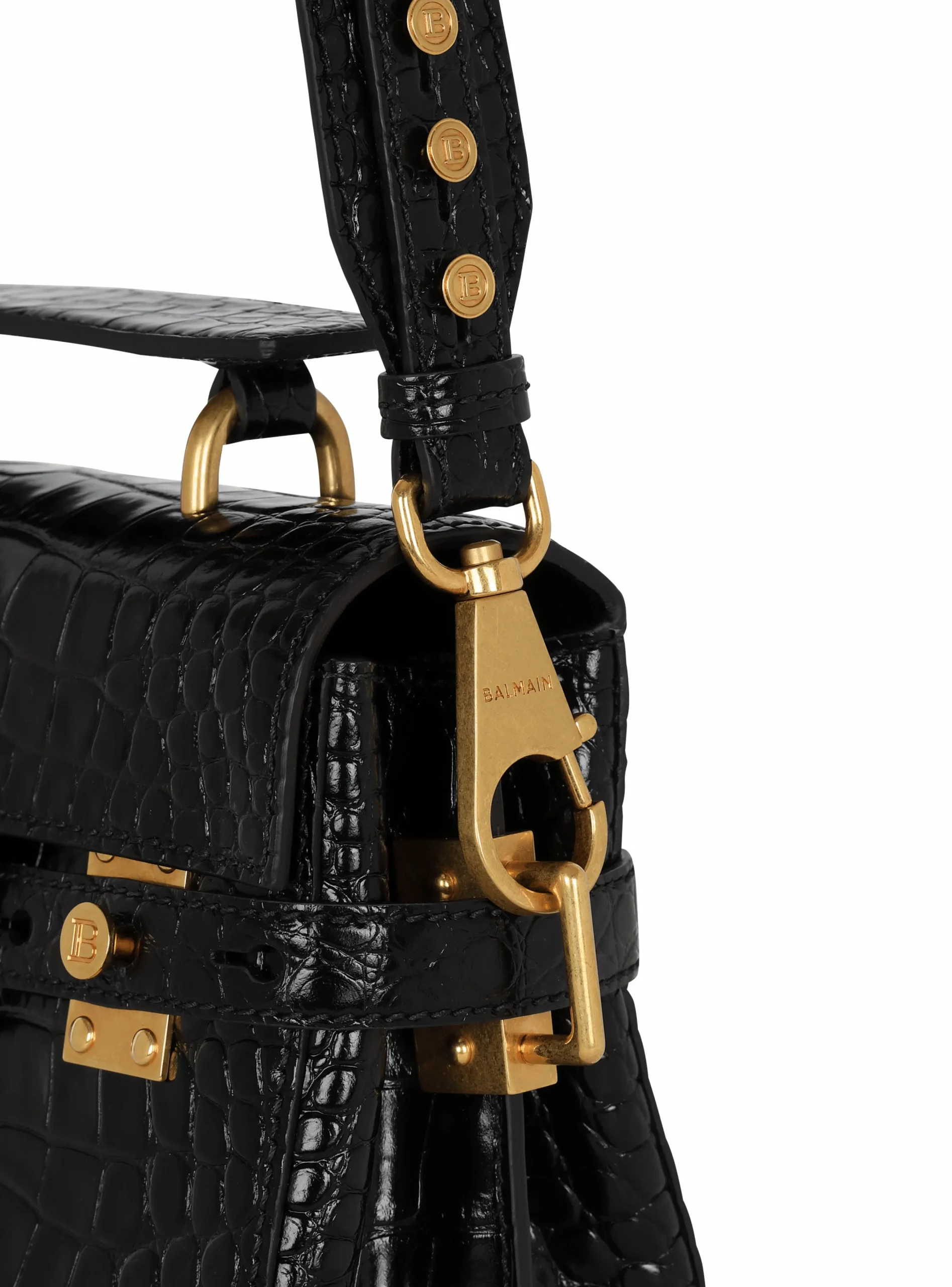 B-Buzz 23 Bag In Crocodile-print Leather-Balmain Outlet