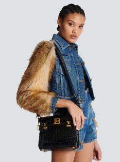 B-Buzz 23 Bag In Crocodile-print Leather-Balmain Outlet