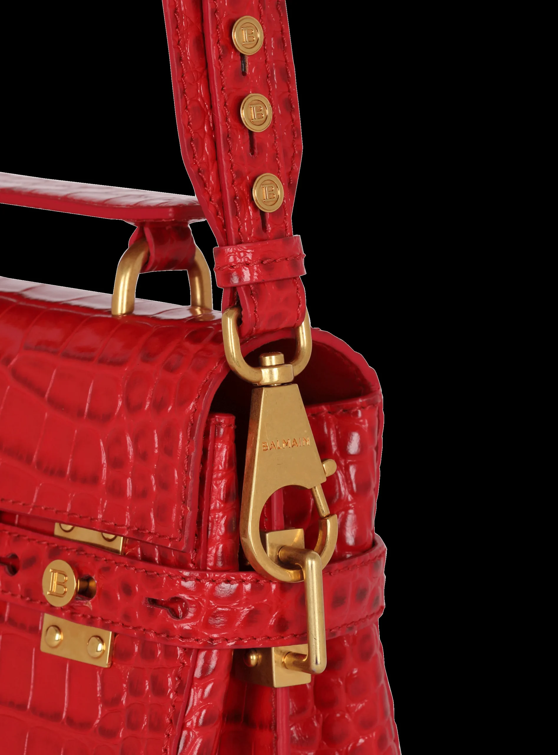 B-Buzz 23 Bag In Crocodile-print Leather-Balmain Best Sale