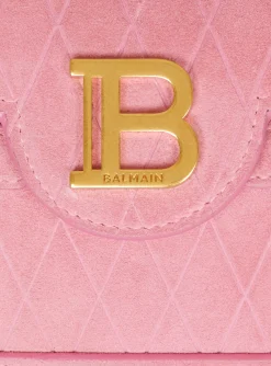 B-Buzz 19 Bag In Grid Embossed Suede Leather-Balmain Shop
