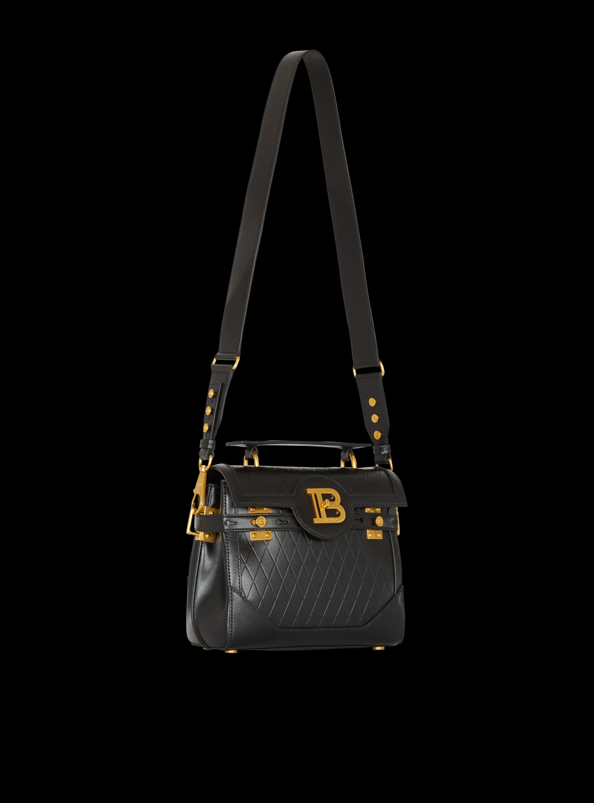 B-Buzz 23 Bag In Grid-embossed Calfskin-Balmain New