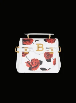 B-Buzz 23 Calfskin Bag With A Roses Print And Embossed Grid Motif-Balmain Flash Sale