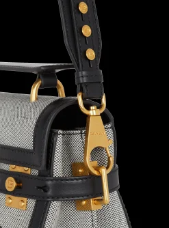 B-Buzz 23 Canvas And Leather Bag-Balmain Fashion