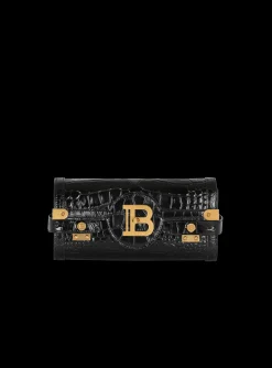 B-Buzz 23 Clutch In Crocodile-print Leather-Balmain New