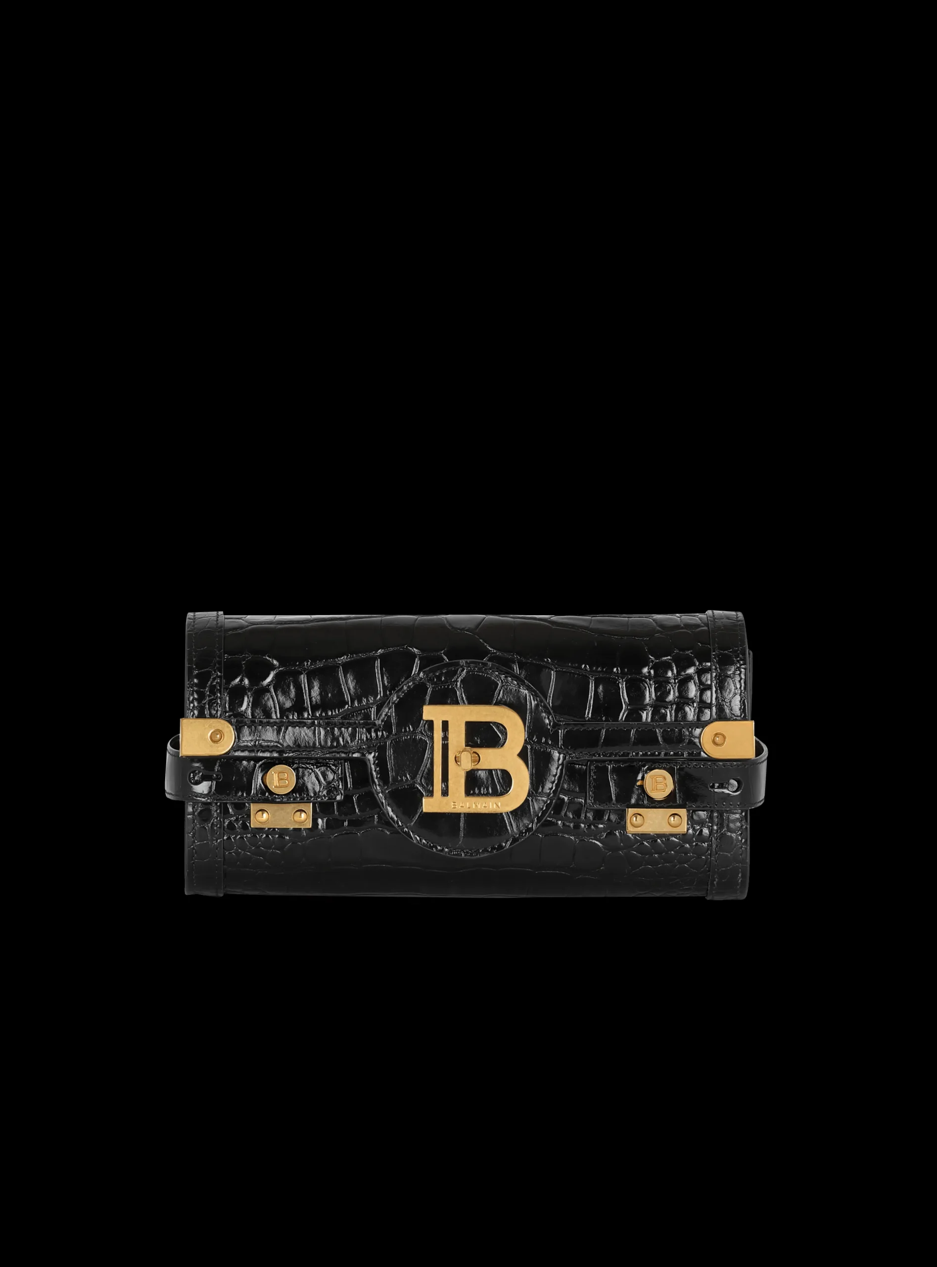 B-Buzz 23 Clutch In Crocodile-print Leather-Balmain New