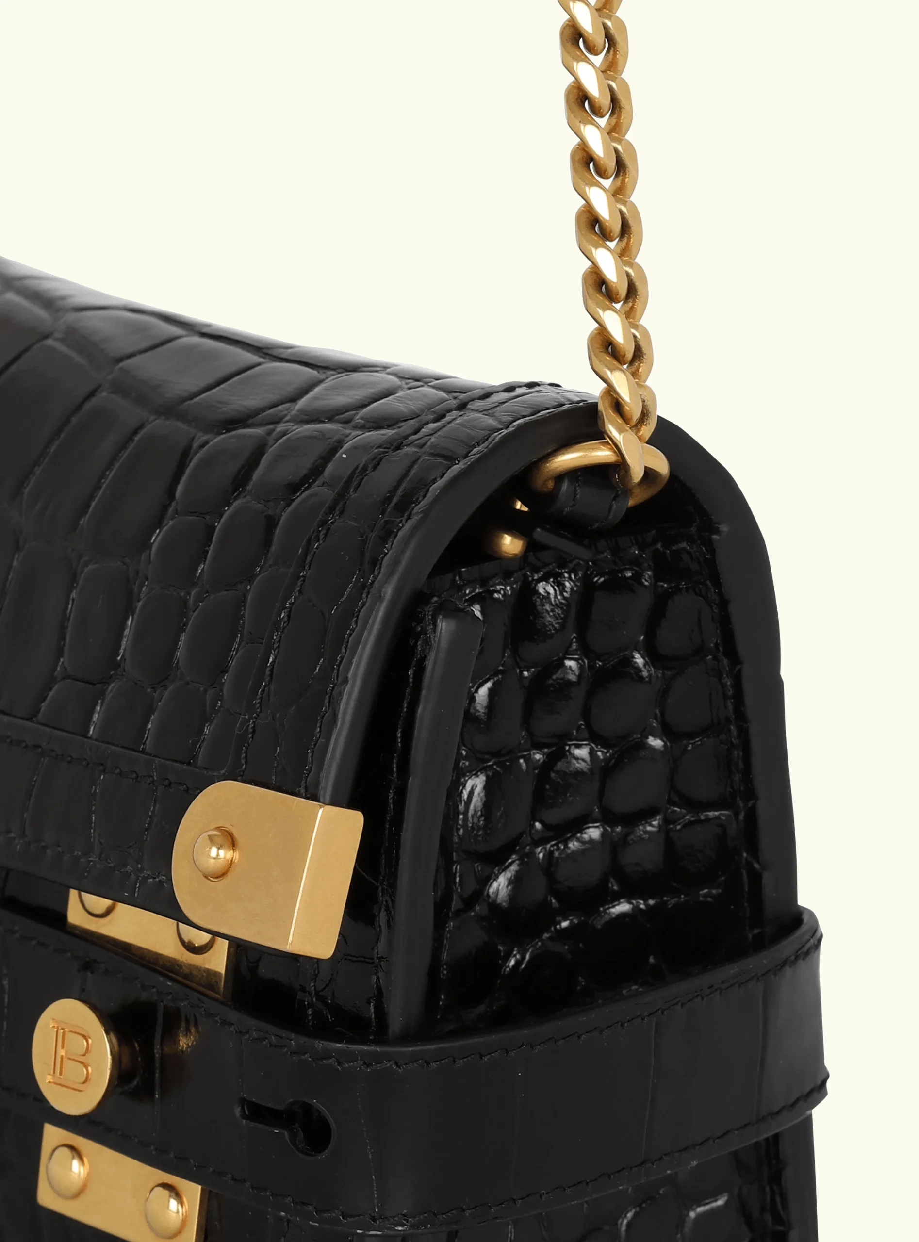 B-Buzz 23 Clutch In Crocodile-print Leather-Balmain New