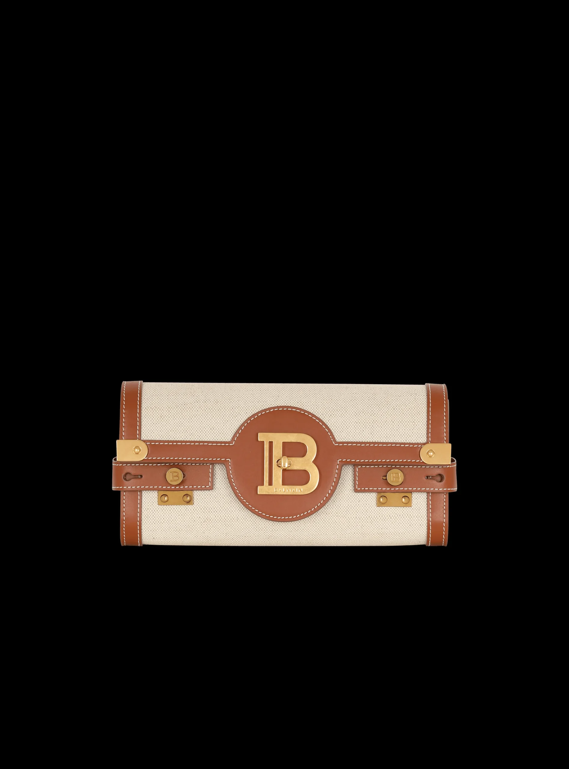 B-Buzz 23 Leather And Canvas Clutch Bag-Balmain New