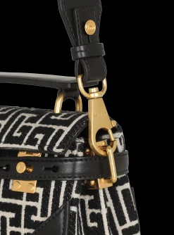 B-Buzz 19 Leather Bag With Jacquard Monogram-Balmain Hot