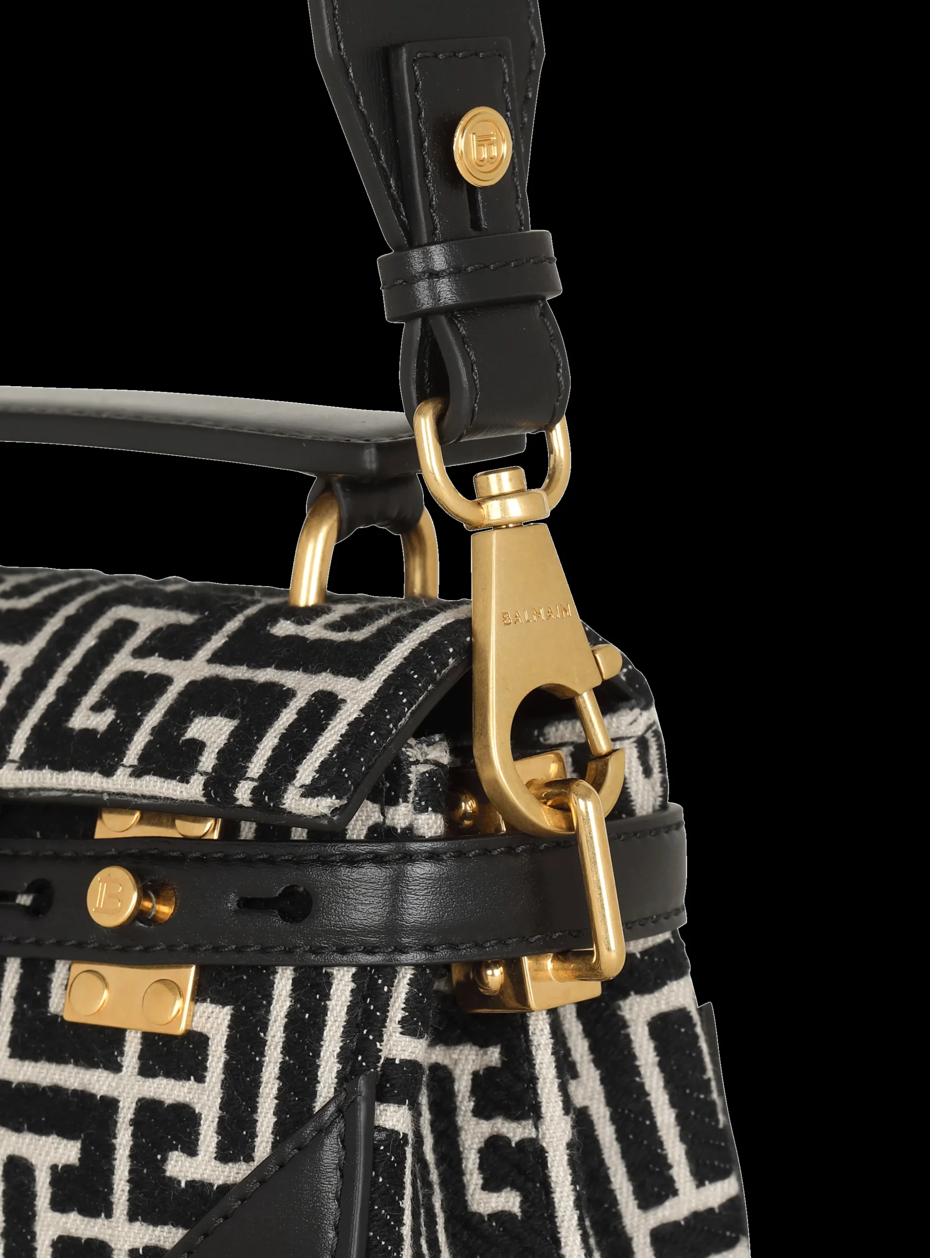 B-Buzz 19 Leather Bag With Jacquard Monogram-Balmain Hot