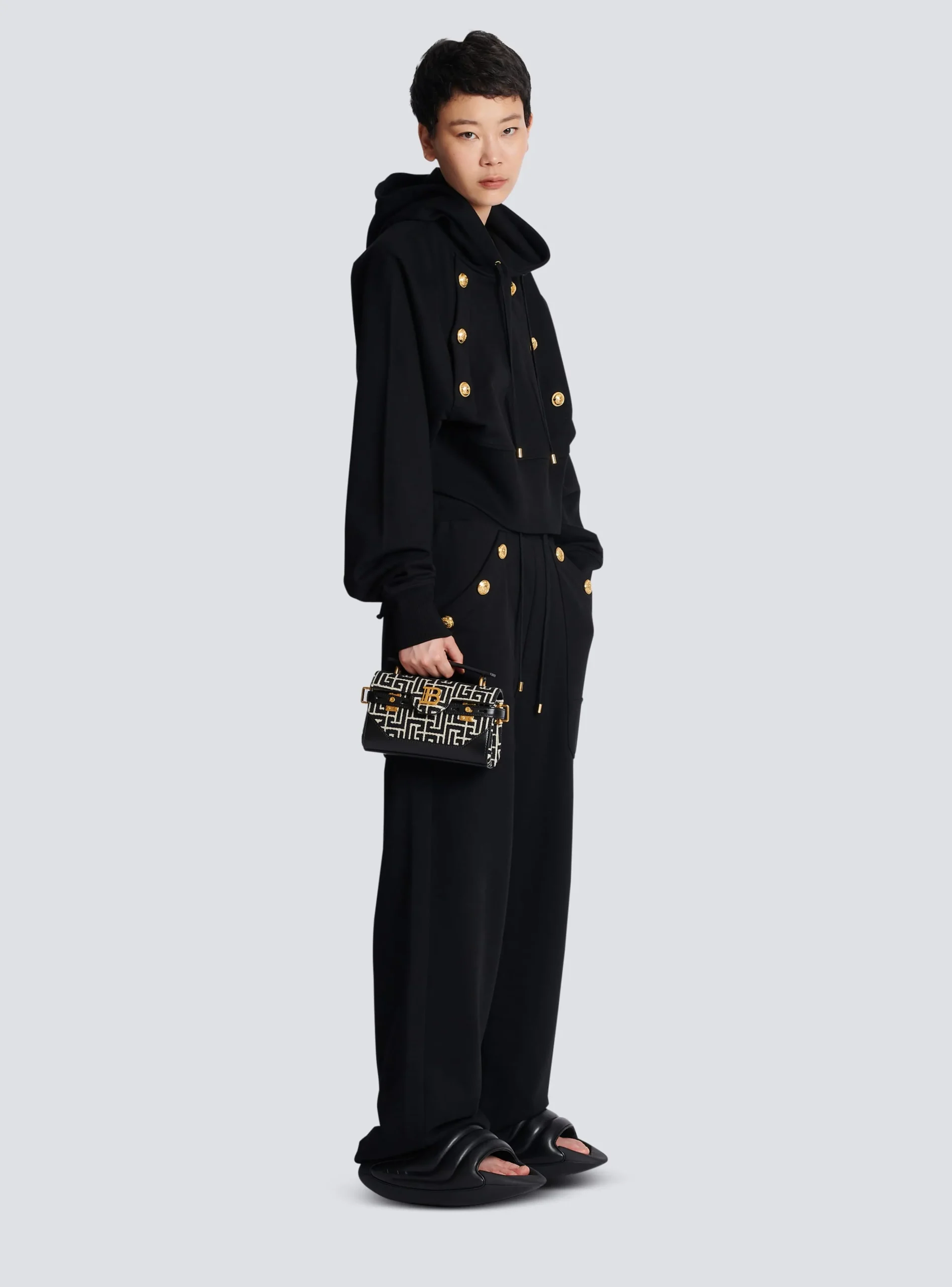 B-Buzz 19 Leather Bag With Jacquard Monogram-Balmain Hot