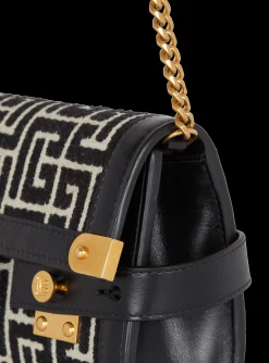 B-Buzz 23 Leather Clutch Bag With Jacquard Monogram-Balmain Shop