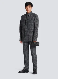 B-Buzz 19 Monogrammed Canvas And Leather Bag-Balmain Discount