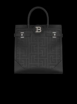 B-Buzz 36 Monogrammed Canvas And Leather Tote Bag&nbsp;-Balmain Outlet