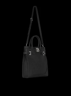 B-Buzz 36 Monogrammed Canvas And Leather Tote Bag&nbsp;-Balmain Outlet