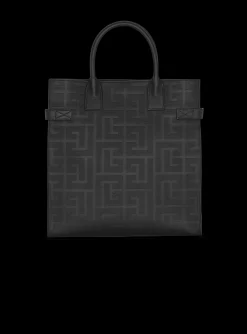 B-Buzz 36 Monogrammed Canvas And Leather Tote Bag&nbsp;-Balmain Outlet