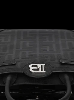 B-Buzz 36 Monogrammed Canvas And Leather Tote Bag&nbsp;-Balmain Outlet