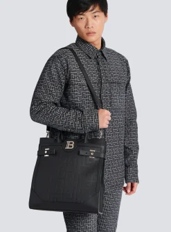 B-Buzz 36 Monogrammed Canvas And Leather Tote Bag&nbsp;-Balmain Outlet