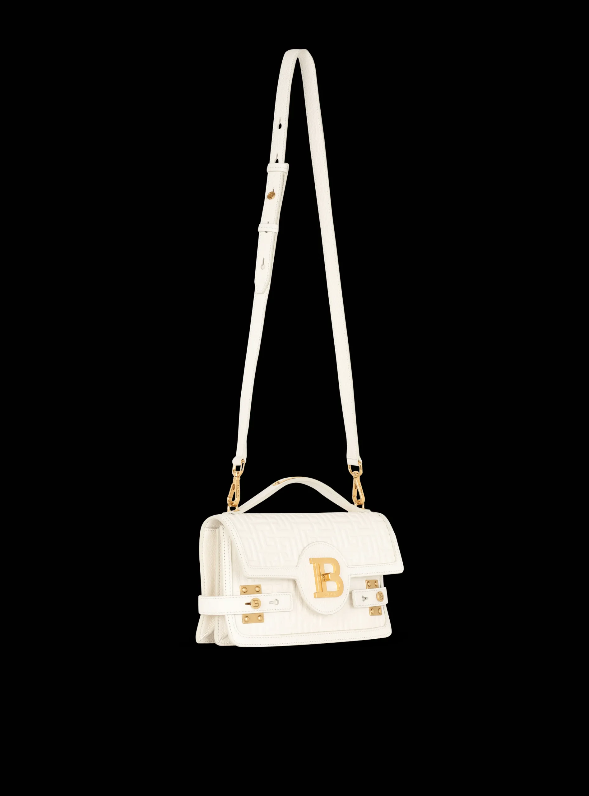 B-Buzz 24 Monogrammed Grained Leather Bag-Balmain Sale