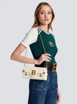 B-Buzz 23 Monogrammed Grained Leather Clutch-Balmain Clearance