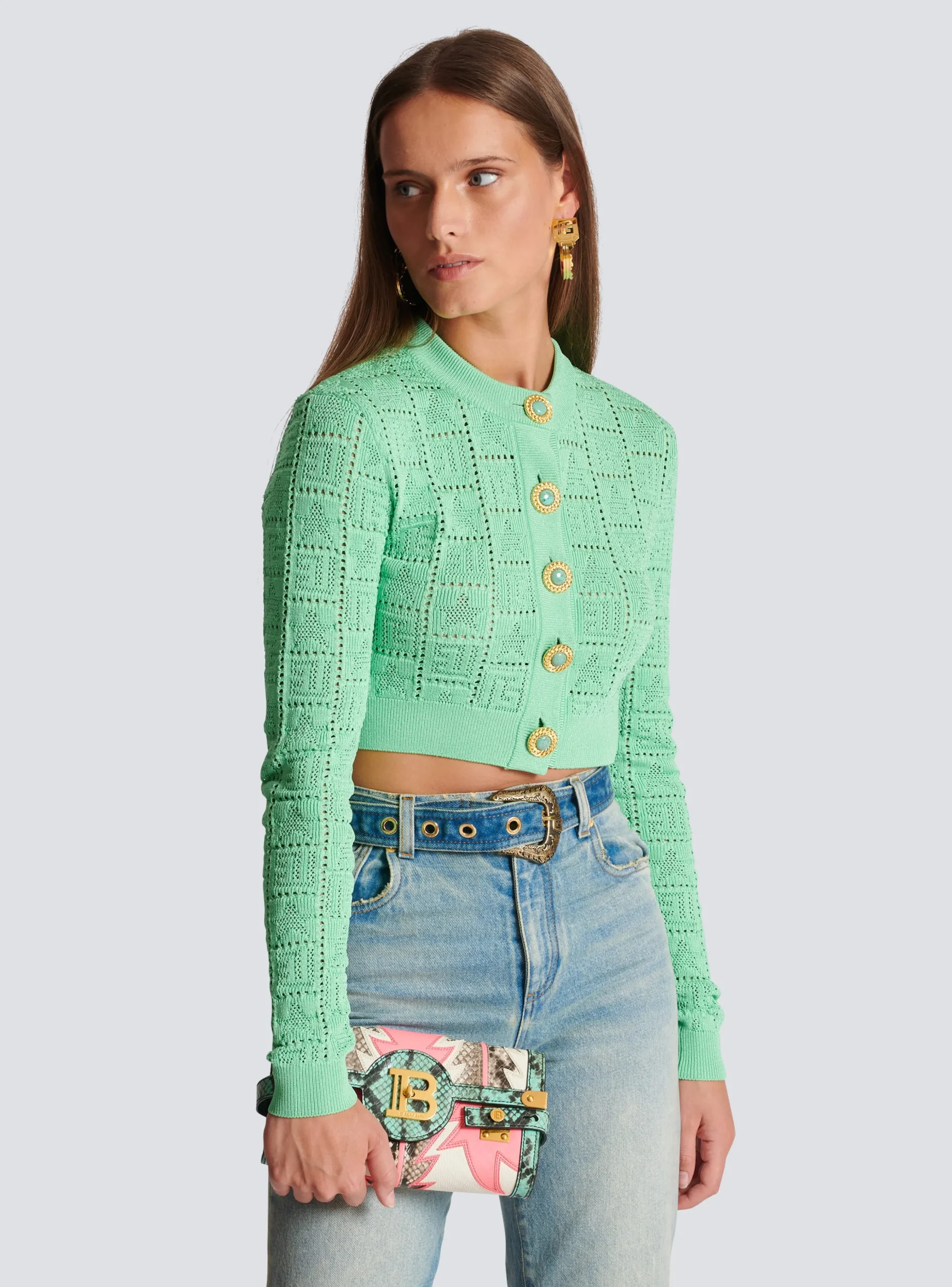 B-Buzz 23 Pouch Patchwork Leather Clutch-Balmain Online