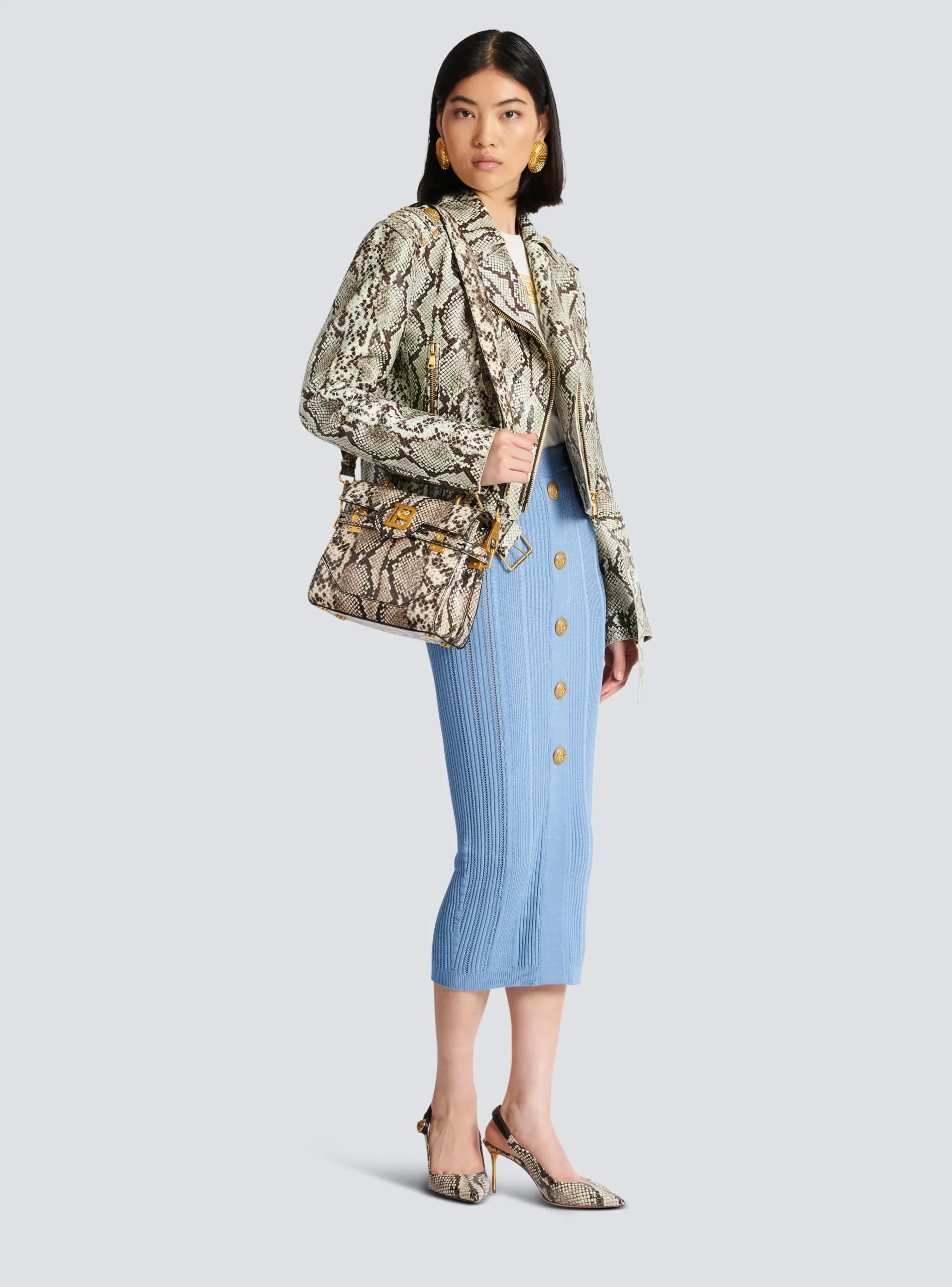 B-Buzz 23 Snakeskin-effect Leather Bag-Balmain Fashion
