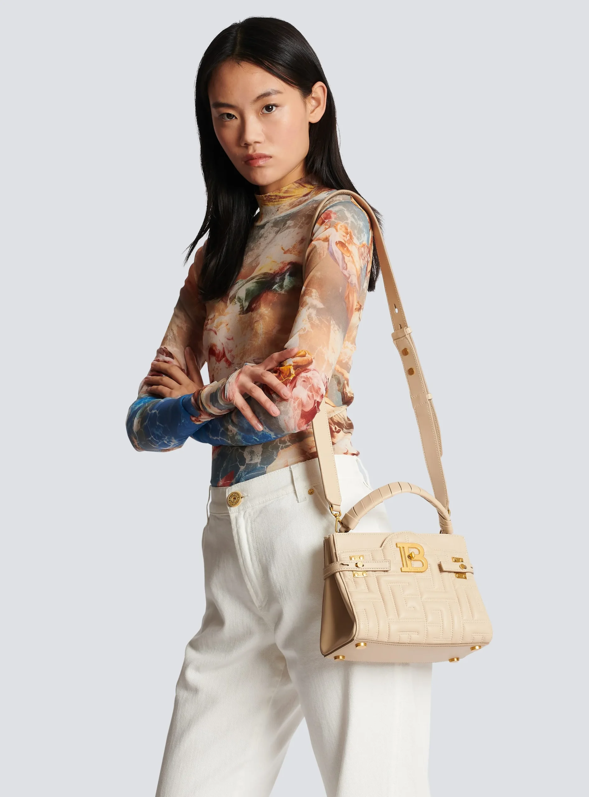 B-Buzz 22 Top Handle Bag In Monogram Quilted Leather-Balmain Hot