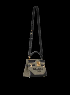 B-Buzz 22 Top-handle Bag In Canvas And Leather-Balmain Clearance
