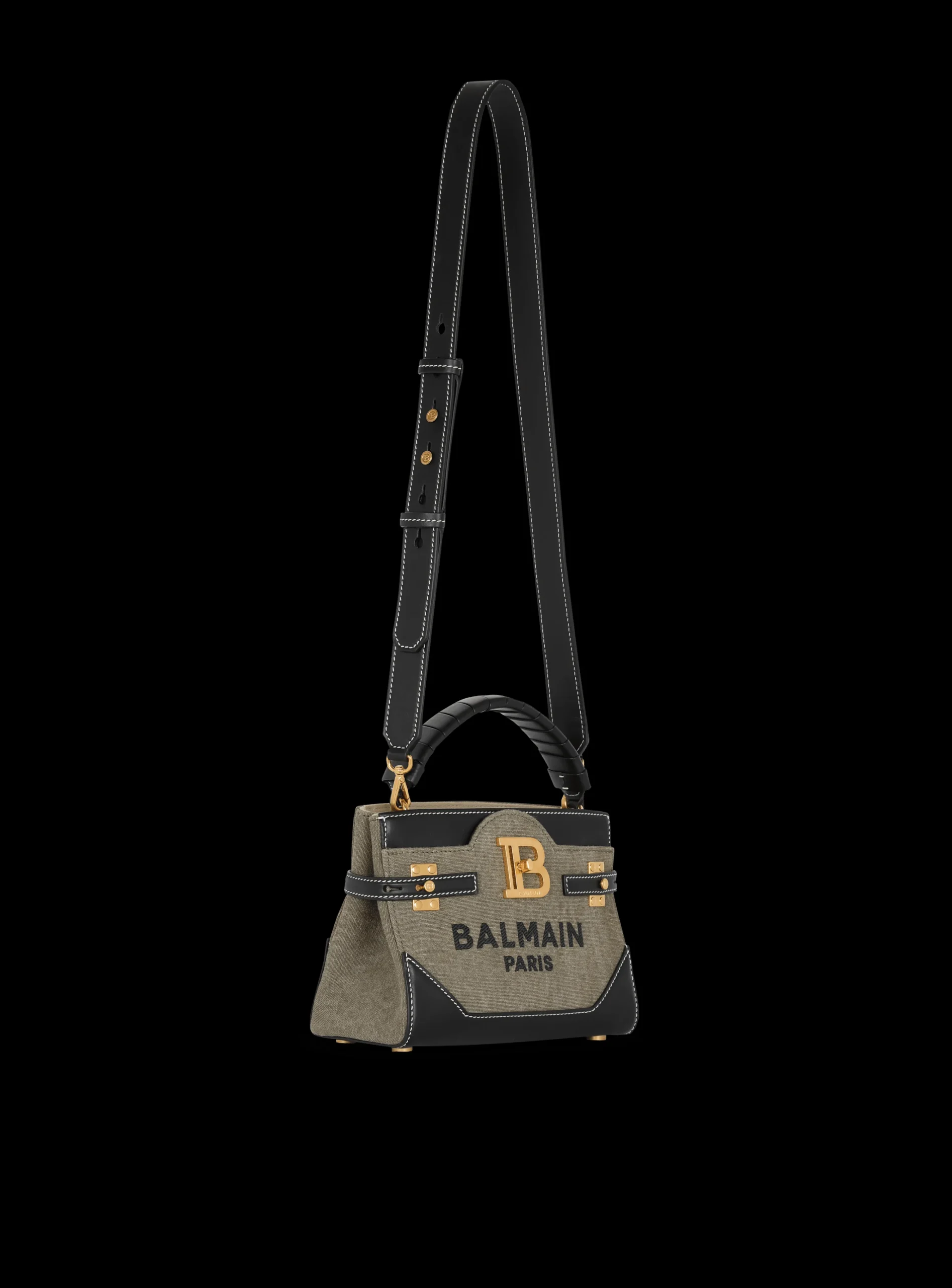 B-Buzz 22 Top-handle Bag In Canvas And Leather-Balmain Clearance
