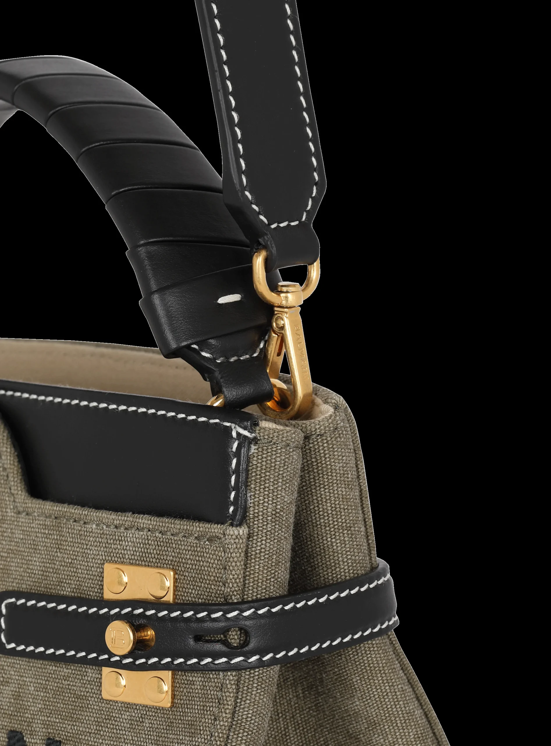 B-Buzz 22 Top-handle Bag In Canvas And Leather-Balmain Clearance