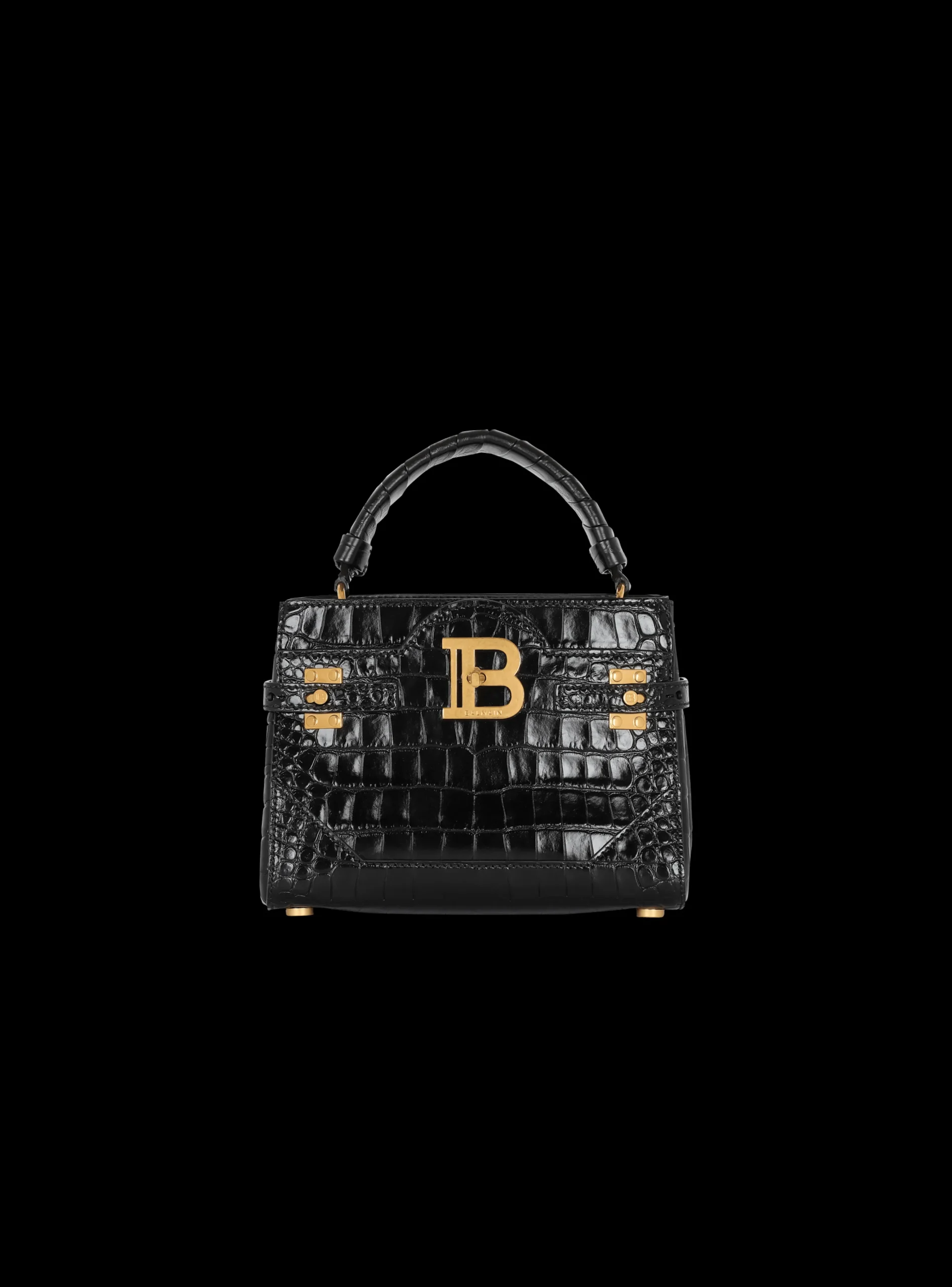 B-Buzz 22 Top-handle Bag In Crocodile-print Leather-Balmain Store