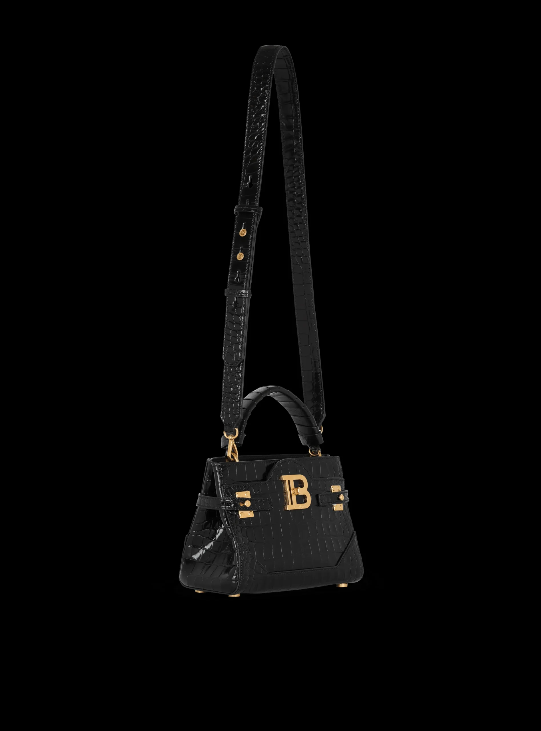 B-Buzz 22 Top-handle Bag In Crocodile-print Leather-Balmain Store