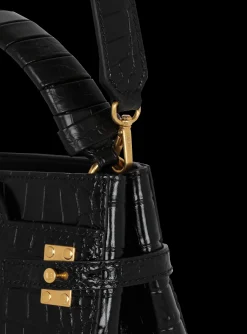 B-Buzz 22 Top-handle Bag In Crocodile-print Leather-Balmain Store