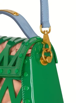 B-Buzz Dynasty Bag In Patent Leather With An Openwork Grid Motif-Balmain New