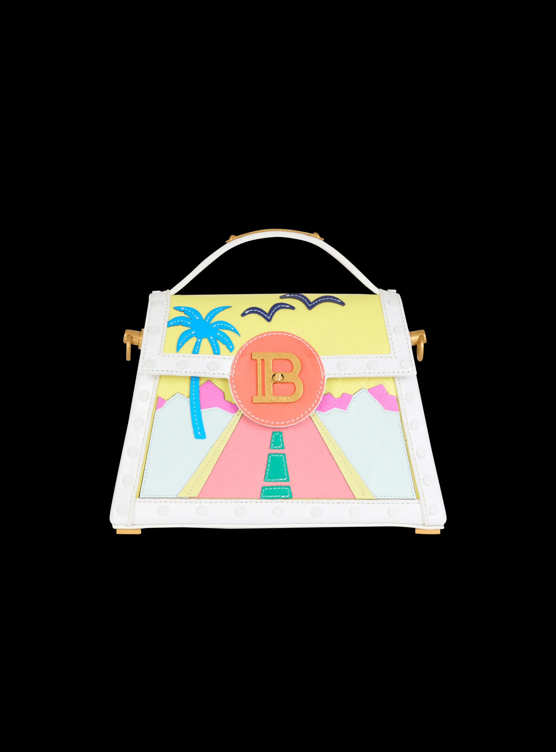 B-Buzz Dynasty Calfskin And Postcard Patchwork Bag-Balmain Outlet