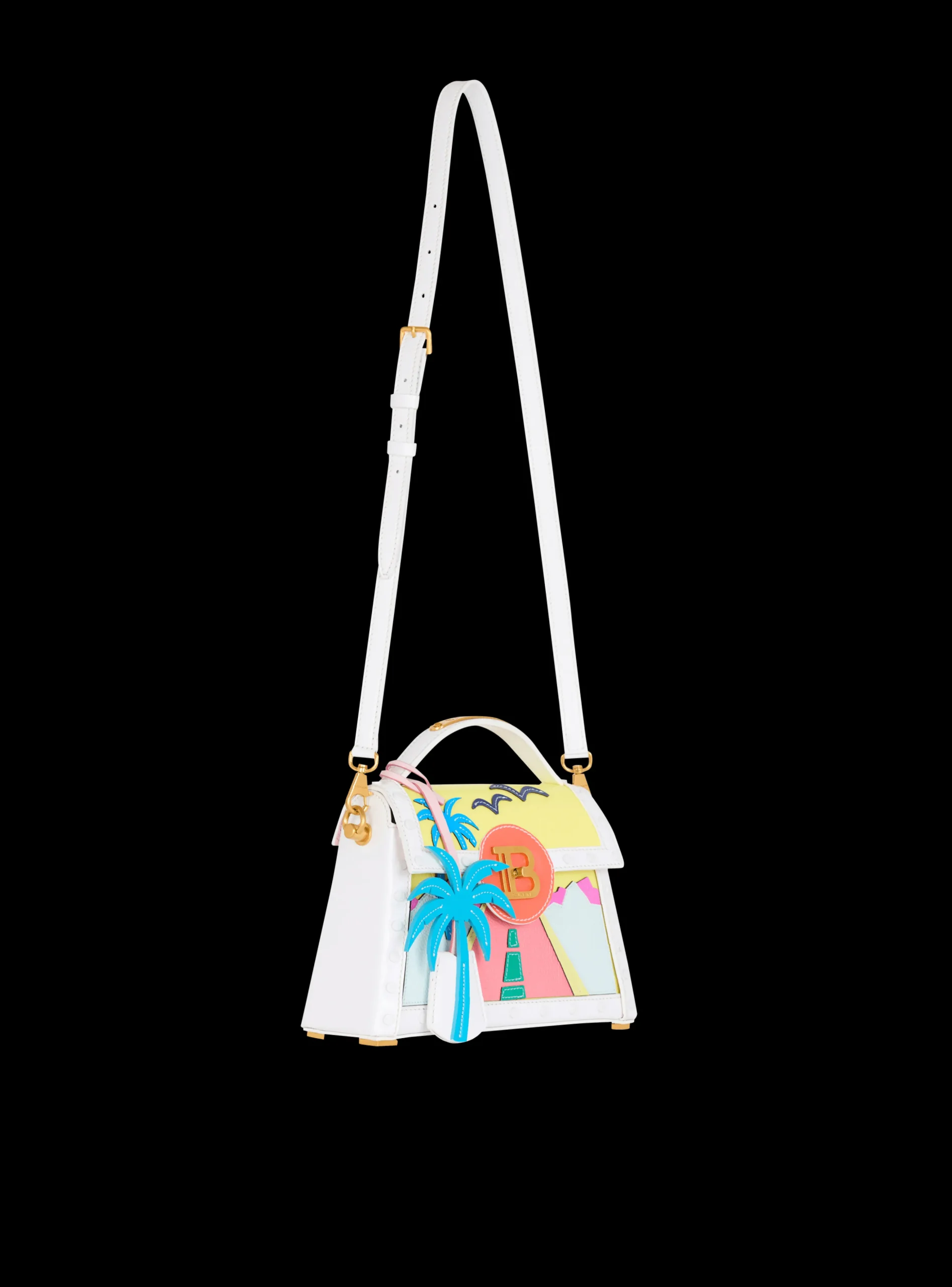 B-Buzz Dynasty Calfskin And Postcard Patchwork Bag-Balmain Outlet