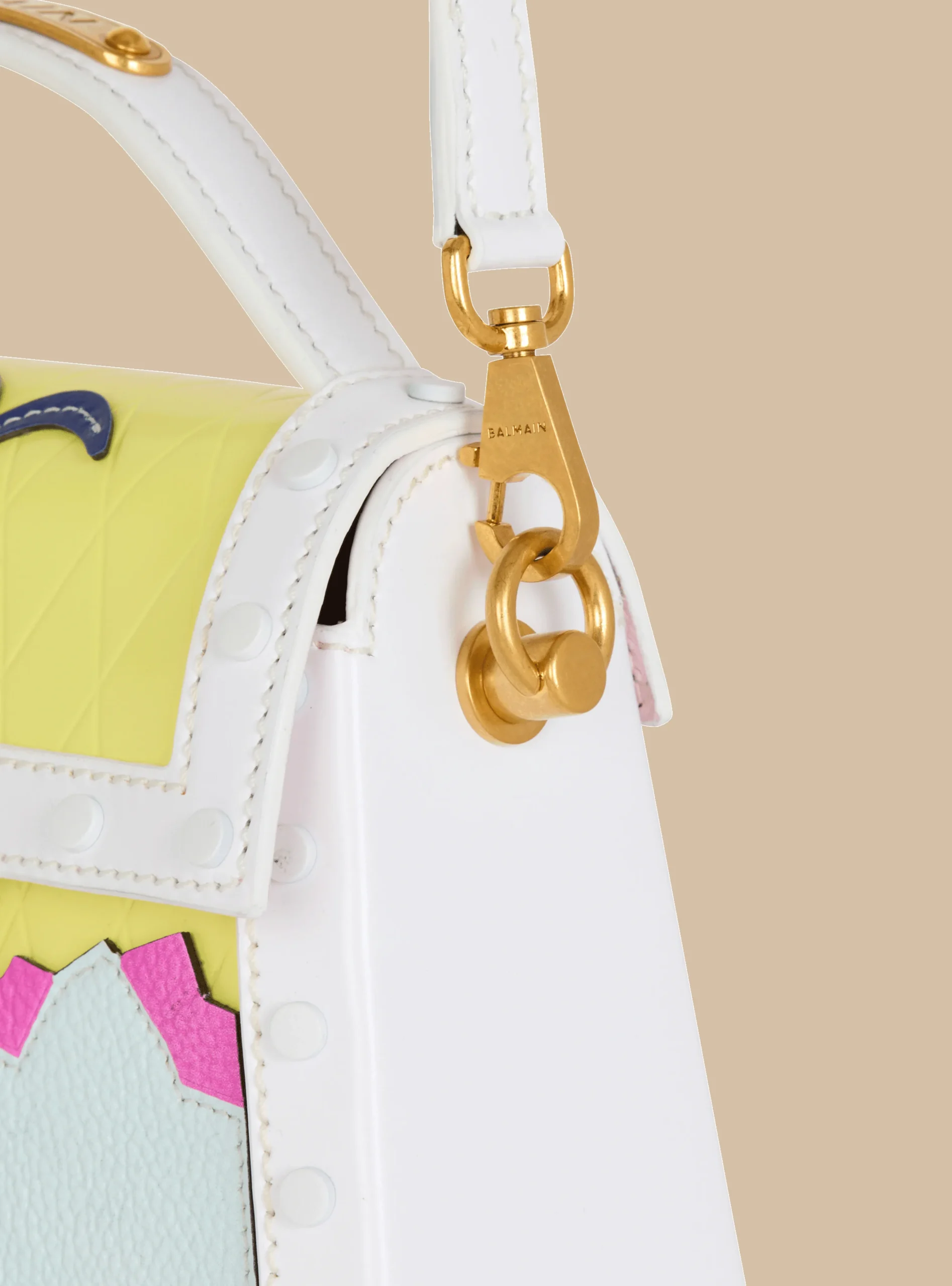B-Buzz Dynasty Calfskin And Postcard Patchwork Bag-Balmain Outlet