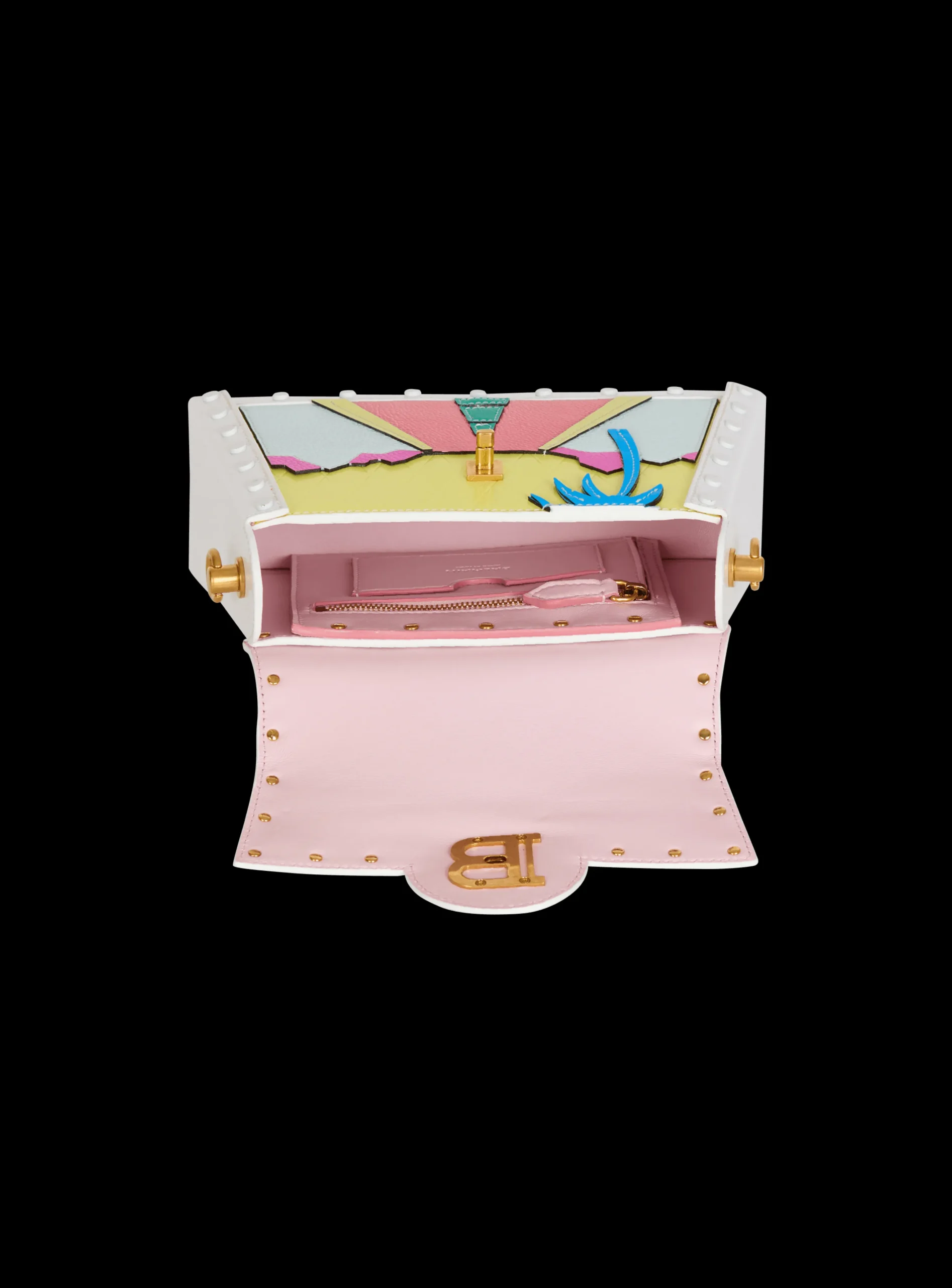 B-Buzz Dynasty Calfskin And Postcard Patchwork Bag-Balmain Outlet