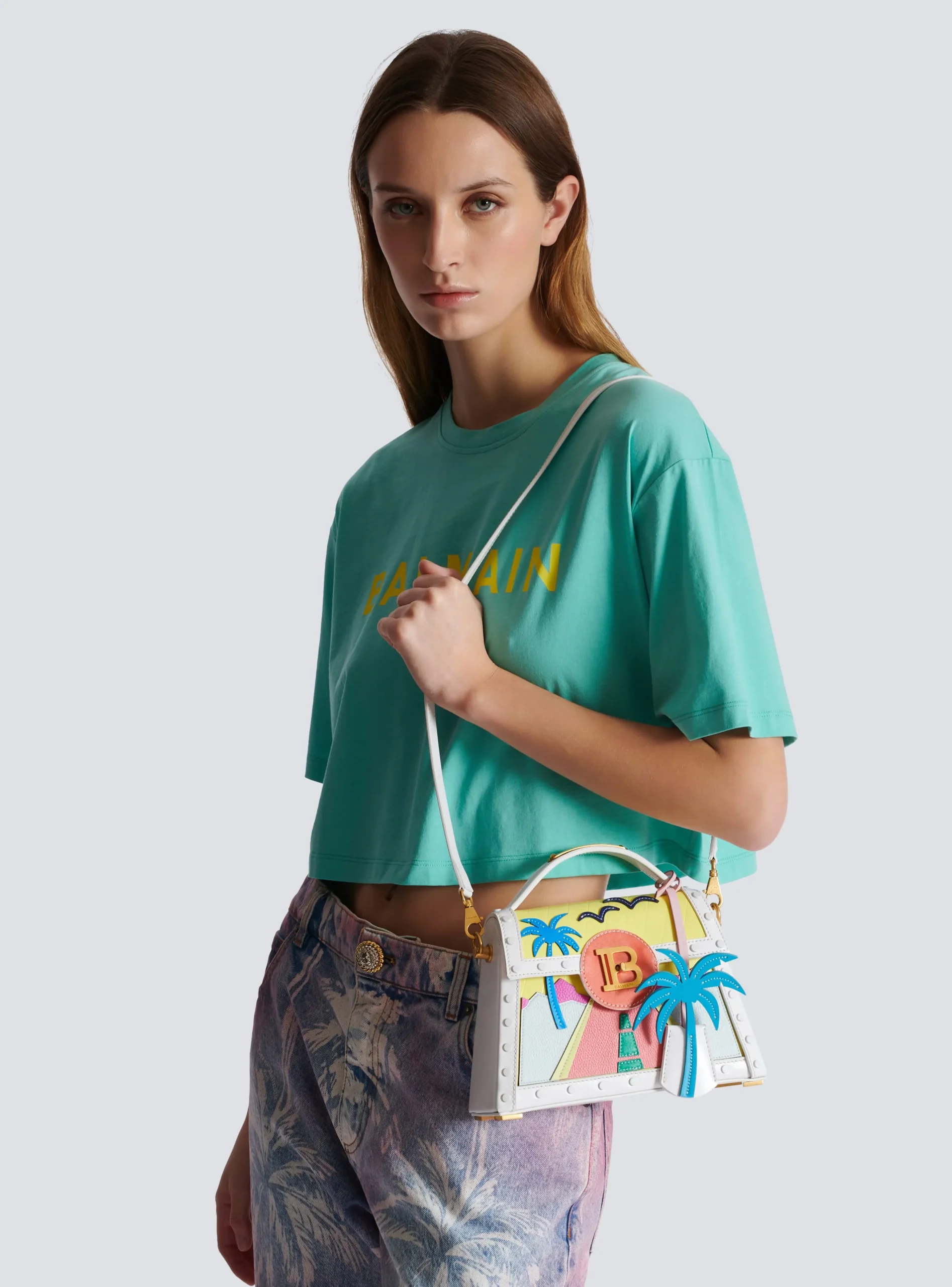 B-Buzz Dynasty Calfskin And Postcard Patchwork Bag-Balmain Outlet