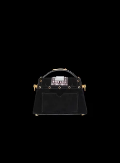 B-Buzz Dynasty Small Suede Bag With Embossed Grid Motif And Embroidery-Balmain New