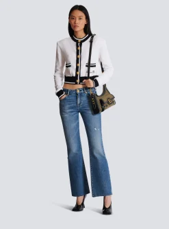 B-Buzz Hobo Bag In Leather And Canvas-Balmain Online