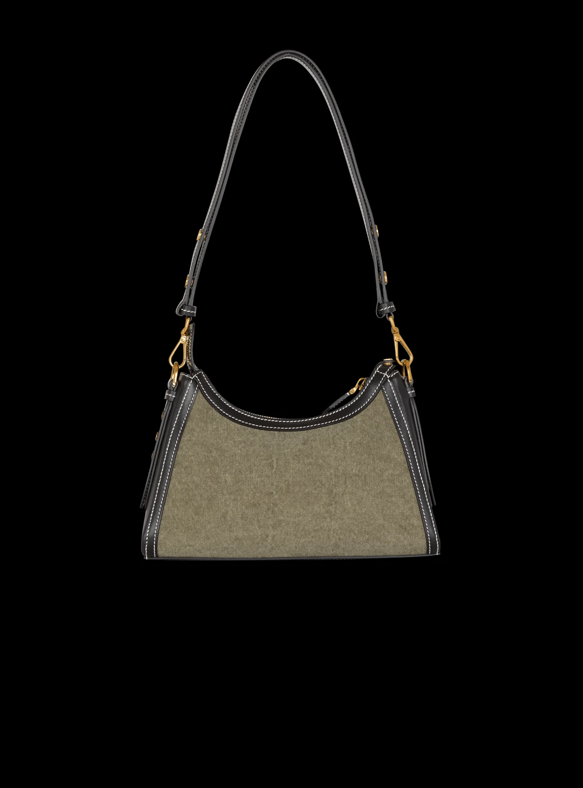 B-Buzz Hobo Bag In Leather And Canvas-Balmain Online
