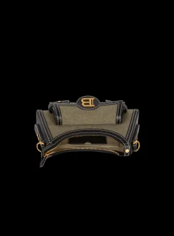 B-Buzz Hobo Bag In Leather And Canvas-Balmain Online