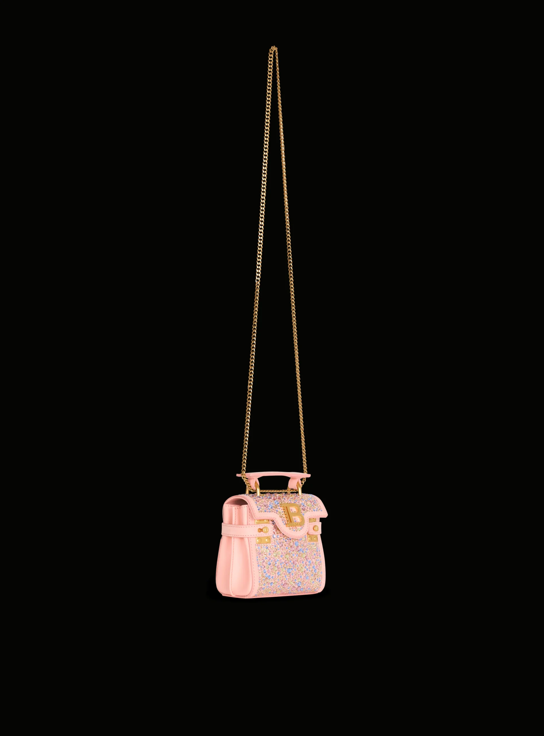 B-Buzz Mini 12 Bag In Suede And Rhinestones-Balmain Best
