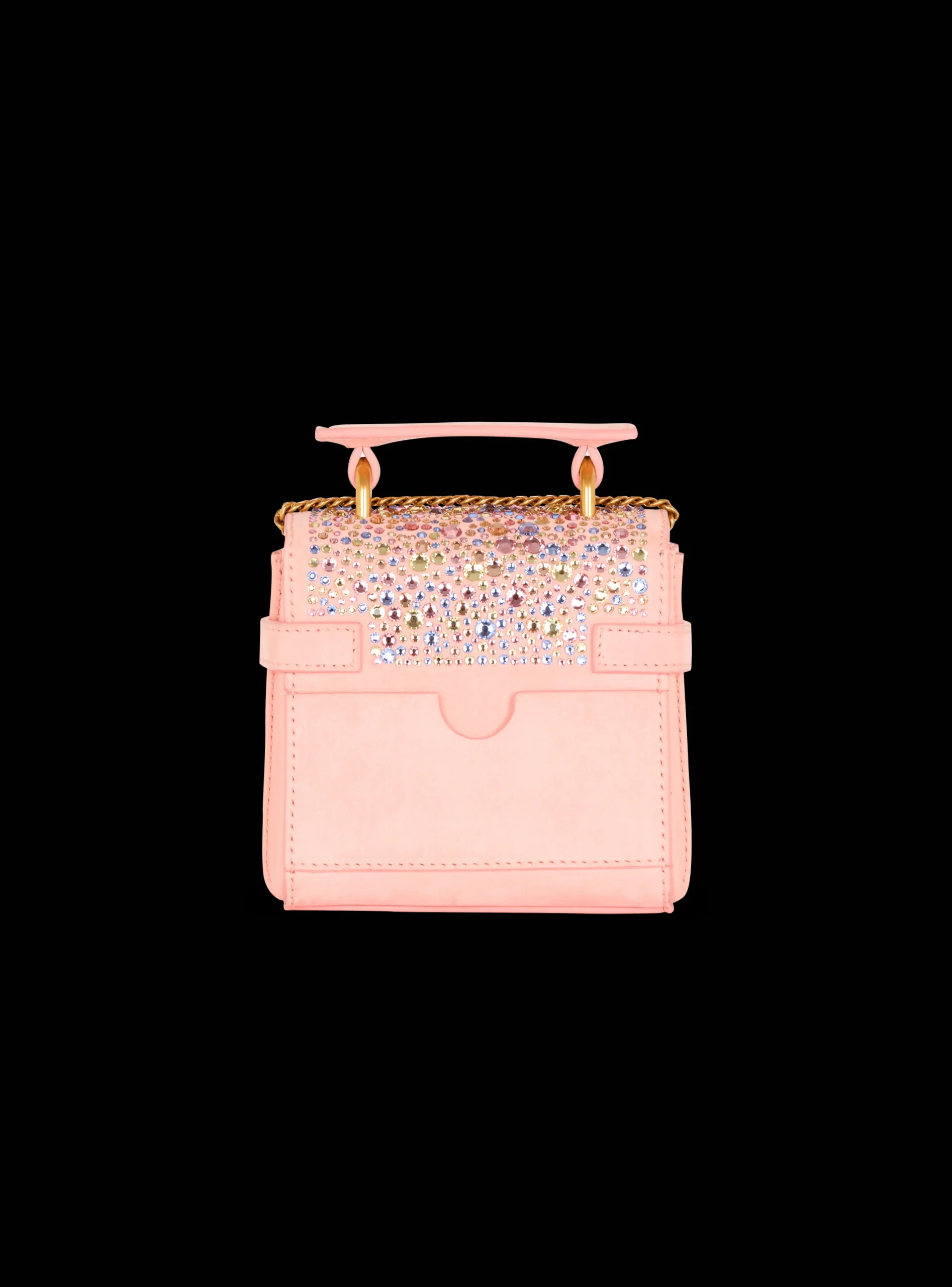B-Buzz Mini 12 Bag In Suede And Rhinestones-Balmain Best