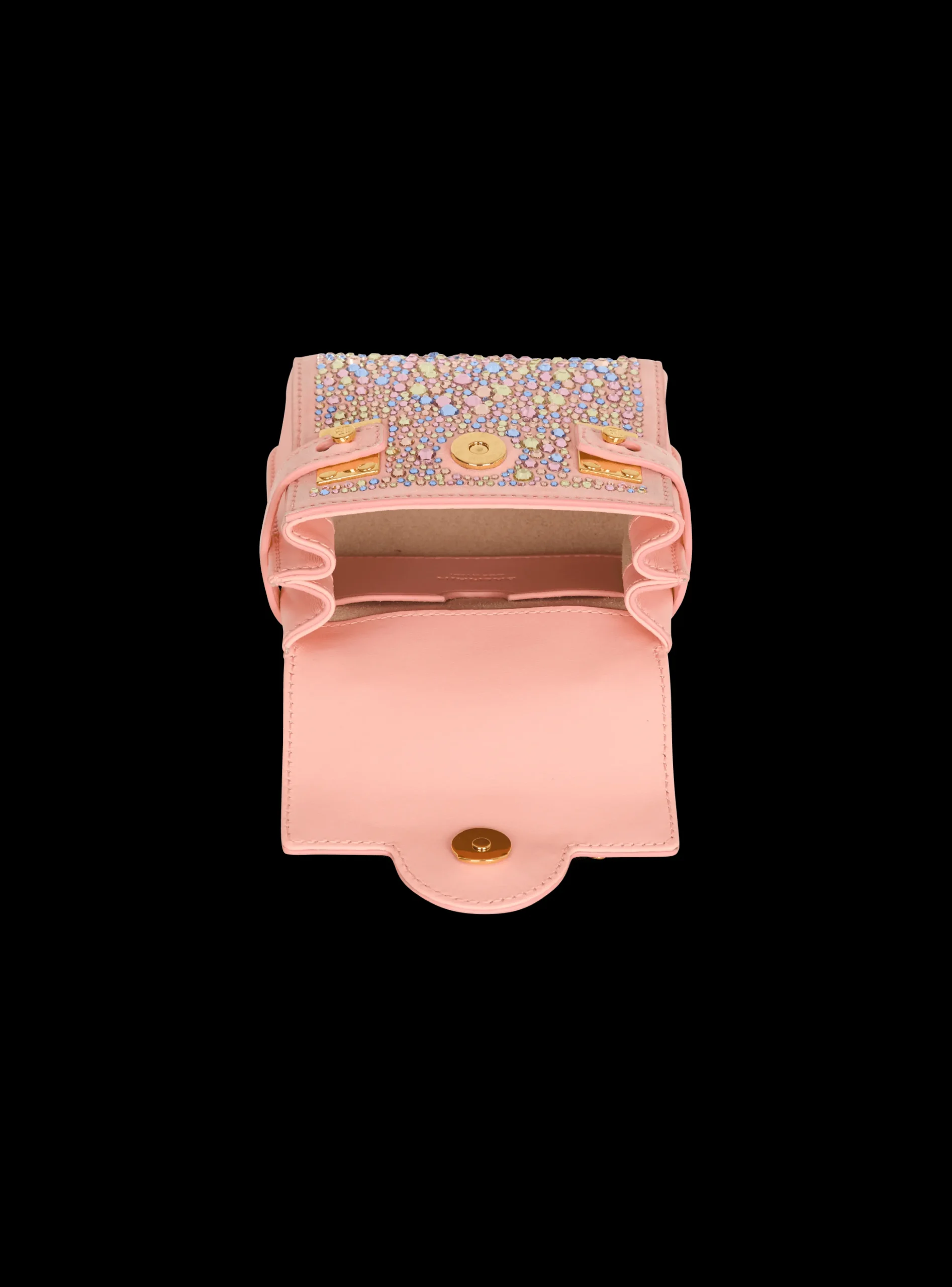 B-Buzz Mini 12 Bag In Suede And Rhinestones-Balmain Best