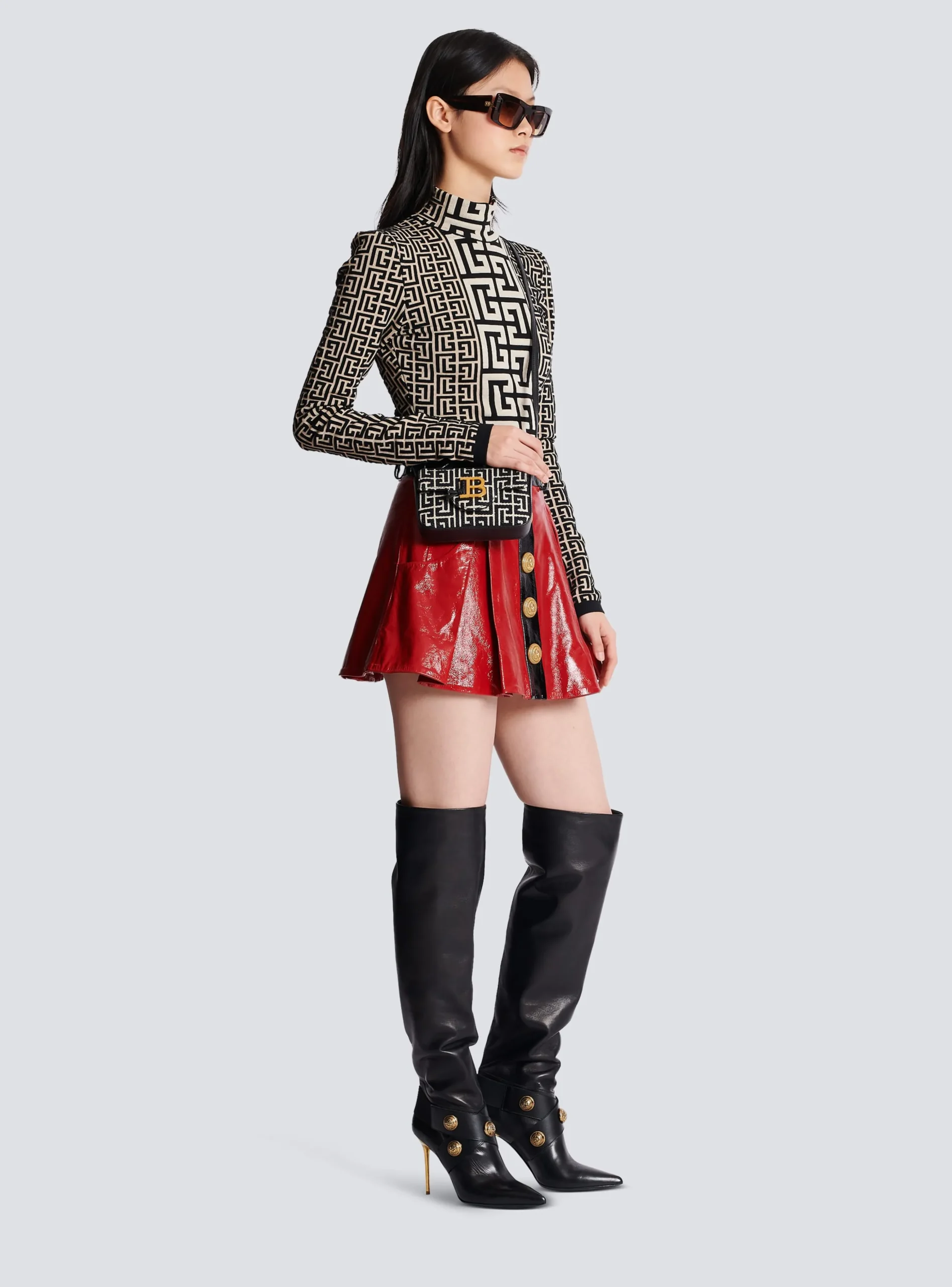 B-Buzz Mini Monogrammed Jacquard Bag-Balmain New