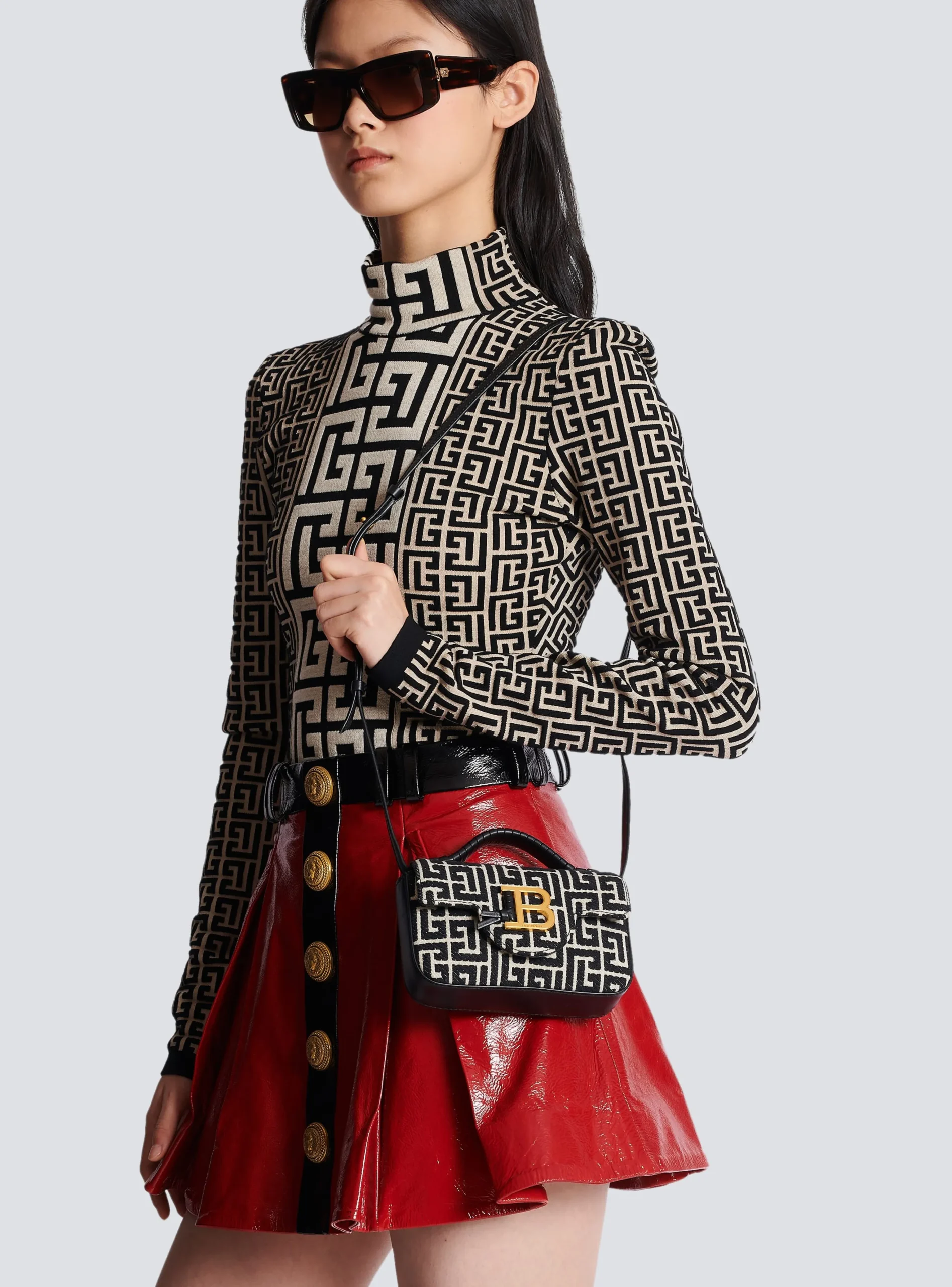 B-Buzz Mini Monogrammed Jacquard Bag-Balmain New