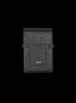 B-Buzz Monogrammed Canvas And Leather Smartphone Pouch -Balmain Store